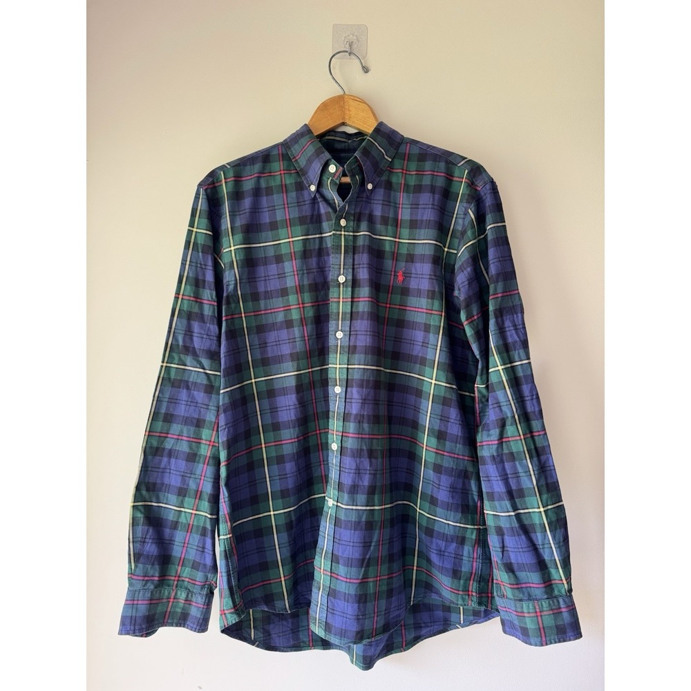 Polo Ralph Lauren Men's Large Stretch Oxford Button Down Shirt Plaid Tartan